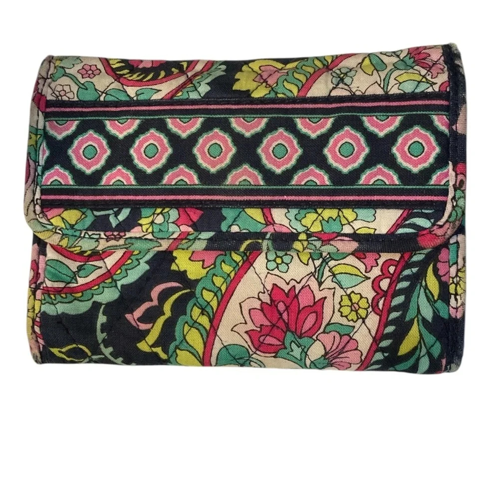 GUC Vera Bradley blue,pink flower wallet w/ID/CC holder w/sm pink shopping bag